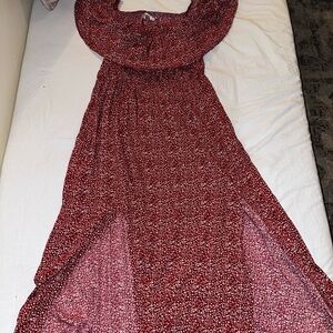 Chic Off-Shoulder Red Floral Dress